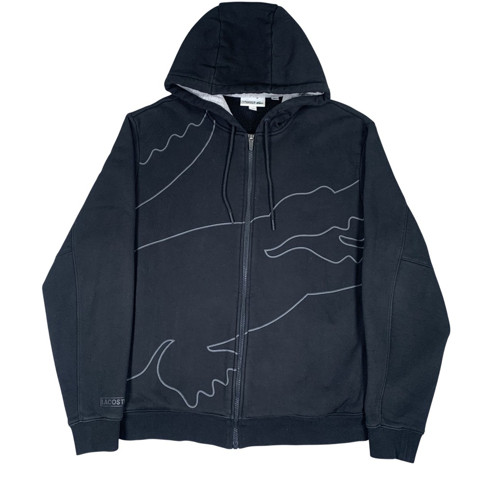 Lacoste Sport Zip Hoodie Mens Large Black Crocodile Graphic